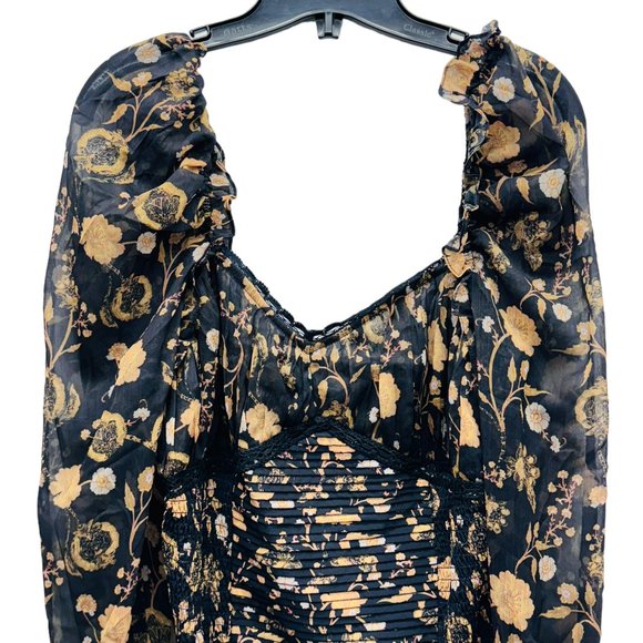 Free People Women's Floral Print Bodysuit Black - Size Medium - Picture 4 of 10